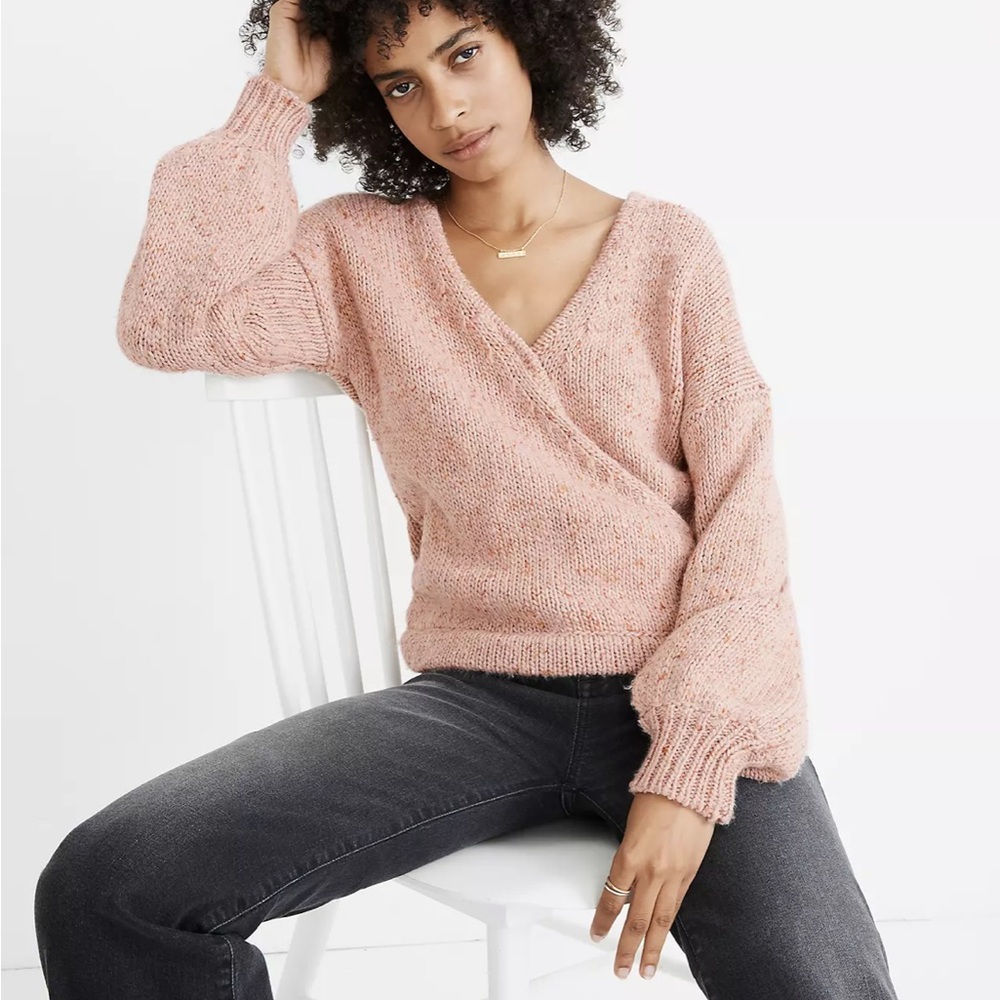 Madewell Beresford Wrap-Front Pullover Sweater